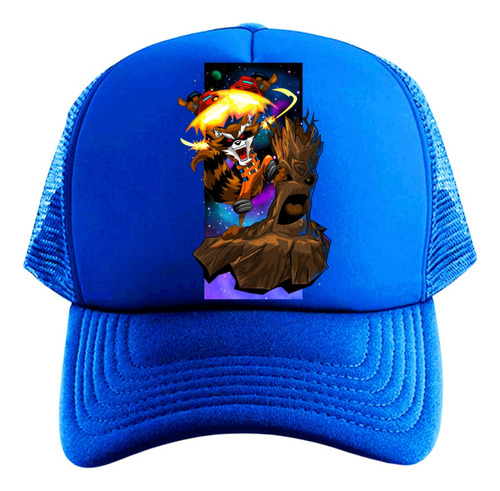 Gorra Trucker Groot And Rocket Gaurdianes Series Geeks Blue 