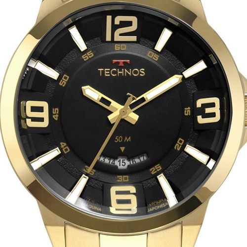 Relógio Technos Masculino Analógico Dourado 2117lbo/4p Cor do fundo Preto