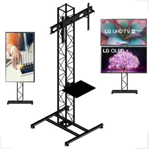Pedestal Para Tv De Chão  - Suporte Tv Piso Torre Treliçada