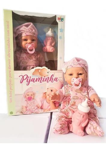 Boneca Bebê Meu Pijaminha Mamadeira Fofinha Milk Brinquedos