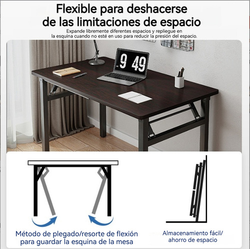 Minimalista Mesa Escritorio De Ordenador Plegable 100cm Negro