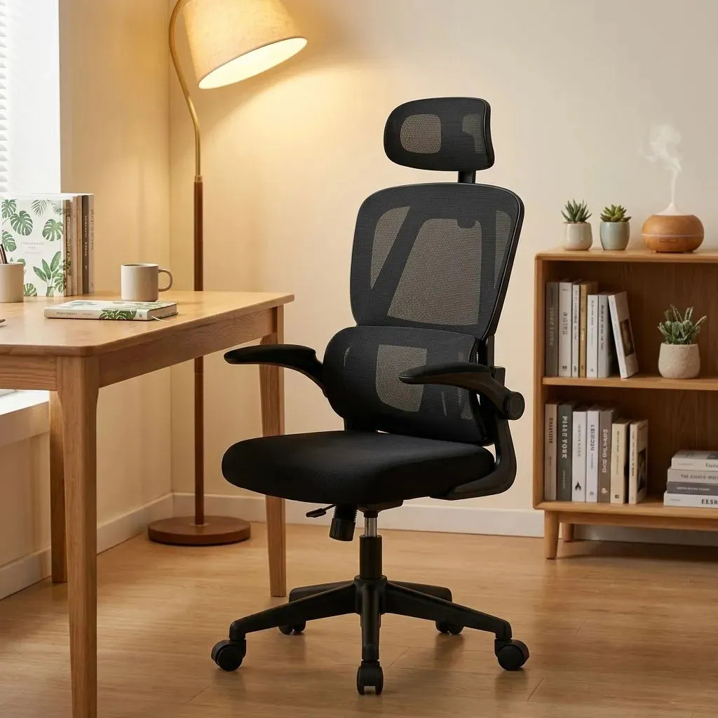 Cadeira Presidente Ergonômica Sweet Studio Giratória com Apoio Lombar Regulável Preta