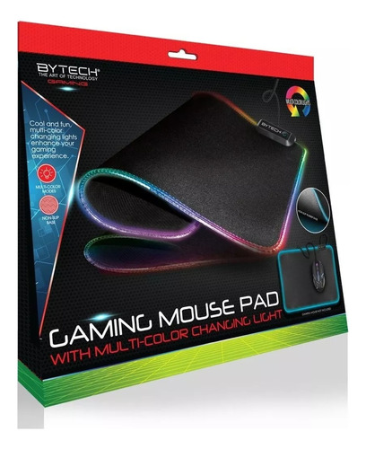 Gamer Mouse Pad (alfombra) Bytech Negro Con Luces Multicolor