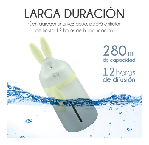Humidificador Difusor De Aromas Diseño De Conejo Con Bufanda Con Luz Led Slim Company Para Aromaterapia, Sesiones De Relajación, Purificación Del Aire Color Verde