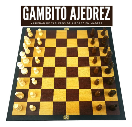 Tablero De Ajedrez En Madera 48x48 Plegable C/piezas + Regal