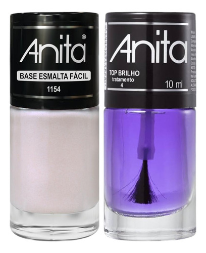 Kit Base Esmalta Fácil + Top Brilho 10ml 1154 Anita
