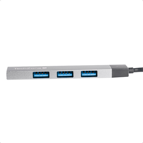 Hub Usb Tipo-c Con 1 Usb 3.0 Y 3 Usb 2.0 En Aluminio Plata Color Gris