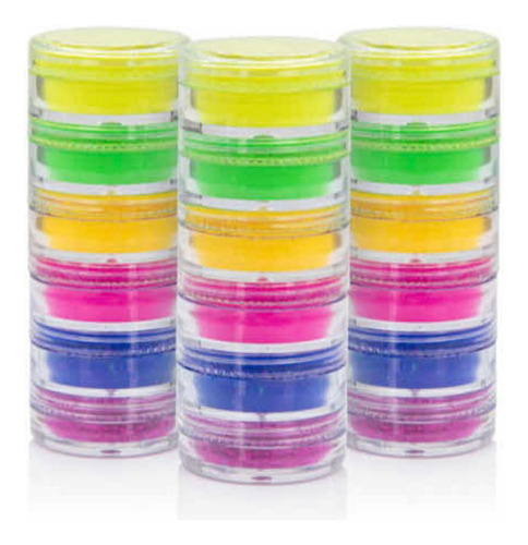 Pack De 3 Pigmento Polvo Torre 6 Colores Neón Ojos Uñas