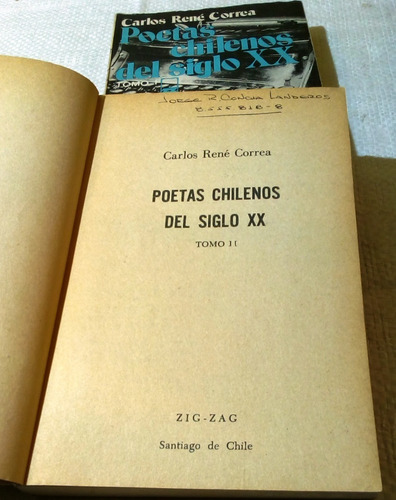 Poetas Chilenos Del Siglo Xx. Carlos René Correa. Dos Tomos (Usado)