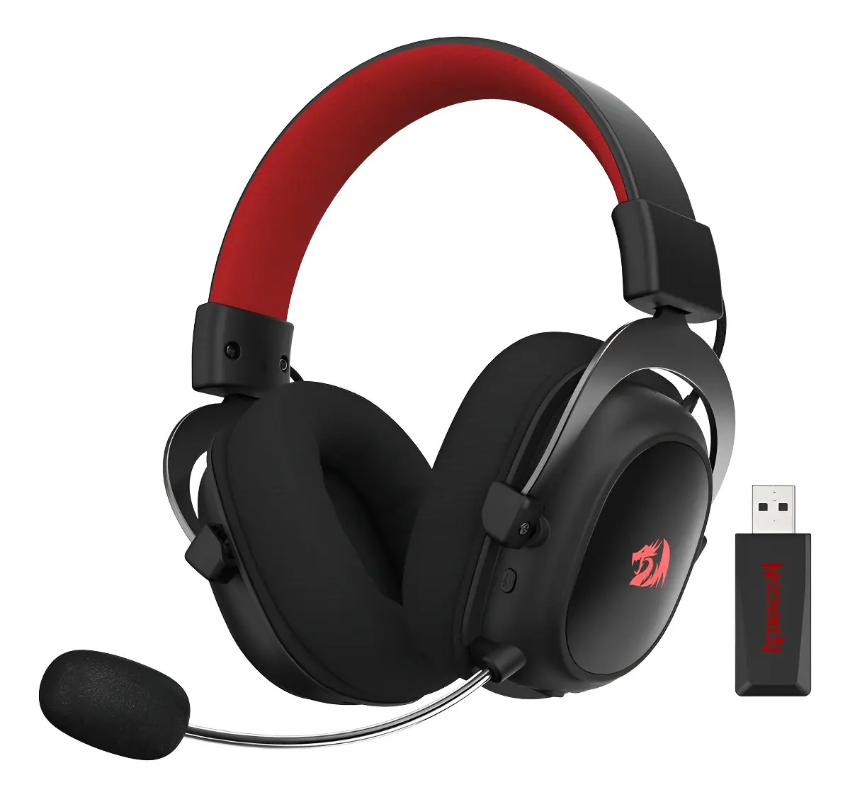 Fones de ouvido para jogos sem fio Redragon H510-PRO H510-PRO pretos com luz LED