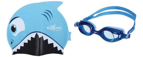 Kit Natação Speedo Óculos Jr Olympic Touca Shark Cap Infanti