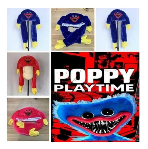 Imagen 4 de 9 de Poppy Playtime Gorro Peluche Huggy Kissy Brazos Móvil Luces