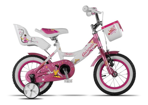Bicicleta Aurora Princesa Rosa Rodado 12 Niños Con Canasto