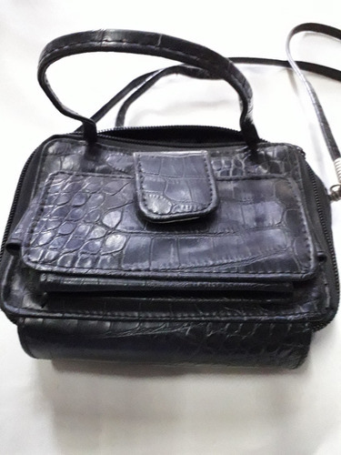 Cartera Mujer Simil Cuero Bandolera Y Manijas Mini Boliche 