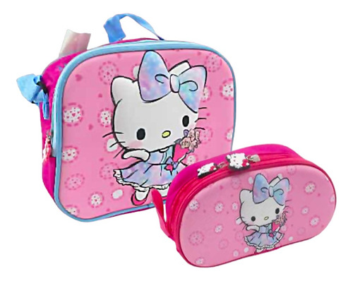 Kit Lonchera Cartuchera Hello Kitty Niñas Escolar Onces Rosa
