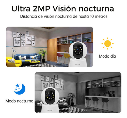 Mtk TR9410 Cámara De Seguridad Interior Wifi 2mp 360° Con Alarma