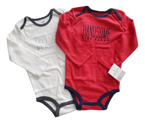 Bodys Manga Carga Carters 24 Meses Rojo Blanco 