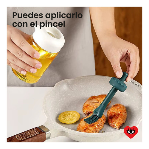Botella X2 Rociador Verde Aceite Con Pincel Difusor Vidrio