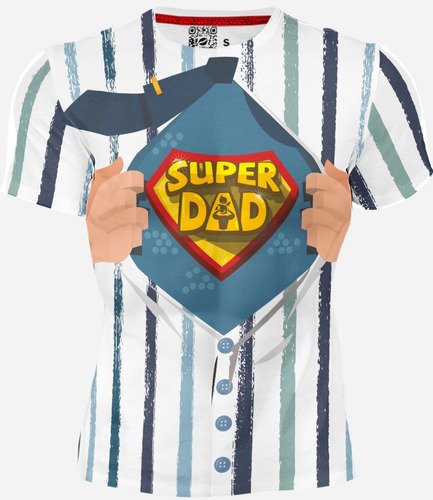 Playera Full Print Dia Del Padre Rayas Heroe Super Dad 