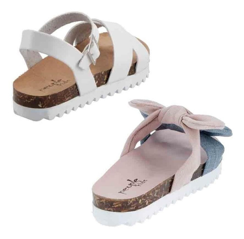 Imagen 4 de 5 de Bipack Sandalia People Kids 7734n Blanco Y Rosa Niña