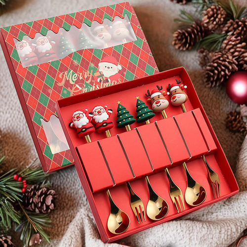 3 Juego De Tenedores De Cucharas De Navidad De 6 Estilo C