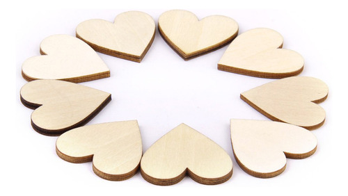 Discos De Madera En Forma De Corazón En Blanco De 50 Unidade