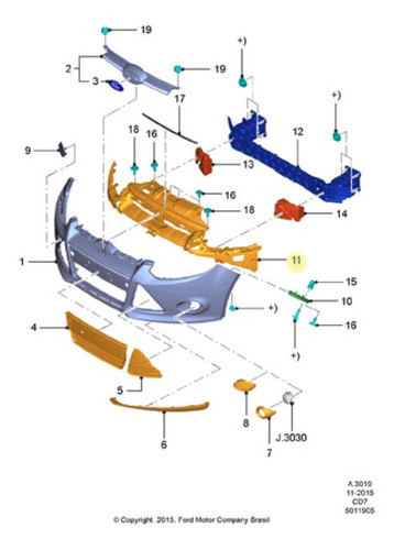 Imagem 4 de 5 de Reforço Do Parachoque Dianteiro Original Ford Focus