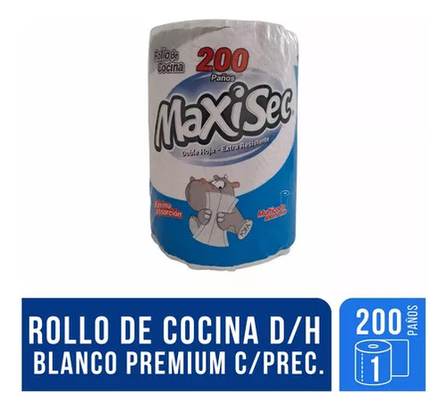 Rollo De Cocina Maxi Sec 200 Paños