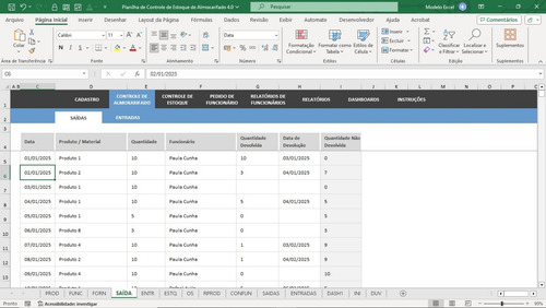 Planilha De Controle De Estoque De Almoxarifado 4.0
