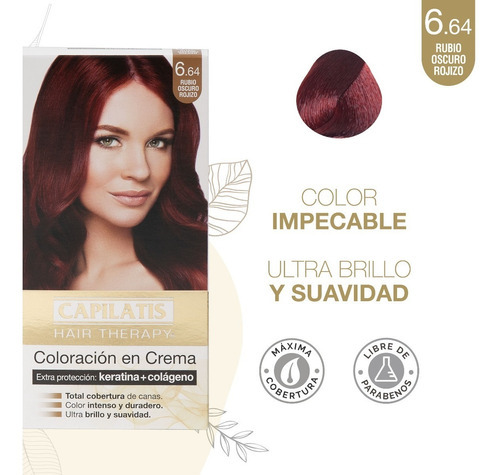 Capilatis Coloración En Crema Kit Completo - Los Tonos Tono 6.64 Rubio Oscuro Rojizo