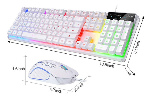 Kit Teclado Y Mouse Led Gamer Magegee K1 Blanco