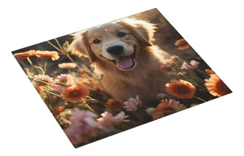 Golden Retriever Y Flores Estera De Secado Para Contador De 