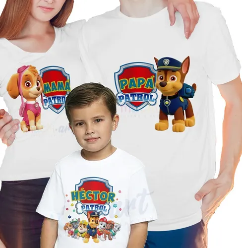 Familiar Paw Patrol Playeras Personalizadas 4 Piezas