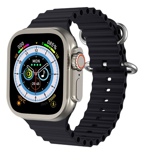 Smartwatch Iwo 16 Original: Ultra 8 NFC Infinity Screen, 49 mm, carcasa de 49 mm, color plata, pulsera, color negro