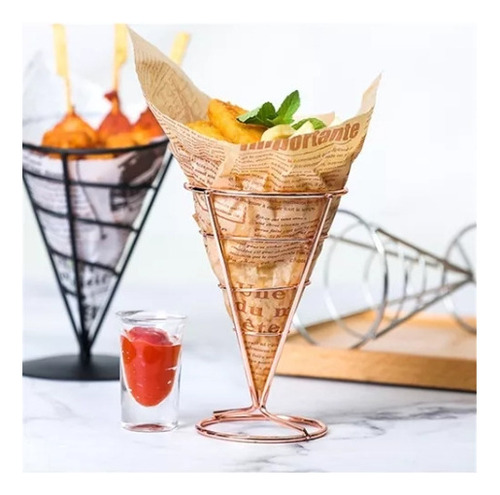 Xm Cono Soporte Pizzas Papas Gajo Francesa Acero Inoxidable