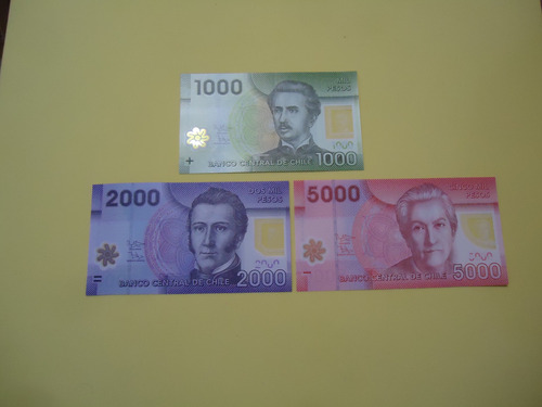 Billetes De Chile  $ 1000, 2000 Y 5000.- Polímero S/c 