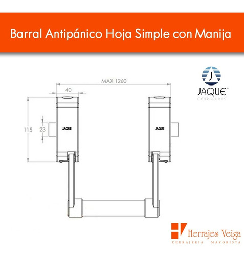 Imagen 3 de 10 de Barral Antipánico Jaque Puerta Hoja Simple Llave Manija