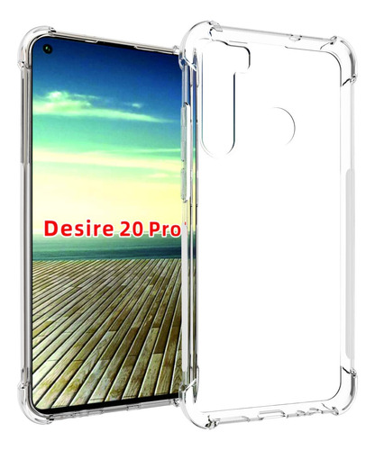 Funda Para Htc Desire 20 Pro, Tpu Transparente, Cuatro Esqui