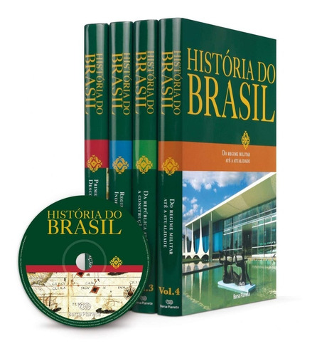 Livro Box Coleção História Do Brasil Barsa 4 Livros + Cd