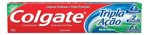 Creme Dental Colgate Tripla Ação Menta Original 180g Tamanho Família