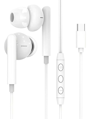 Audifonos Con Cable Tipo C Auriculares In-ear Usb C Android Color Blanco