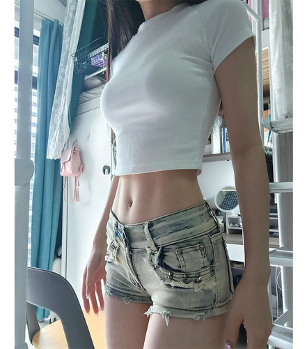 Shorts Ajustados Elásticos De Talle Bajo Que Cubren La