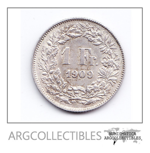 Suiza Moneda 1 Franco Plata 1909 B Km-23 Condicion Xf+