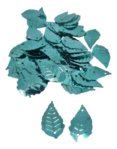 Lentejuela Metalizada Forma De Hoja 14x24 Mm Pack X 50 Gr Verde Agua