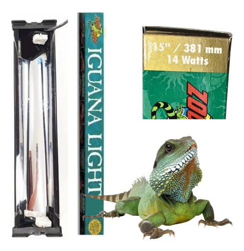 Tubo Uv + Portatubo Reptiles Iguanas Tortugas Zoomed New Luz Blanco Neutro