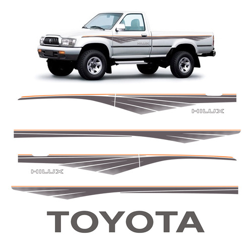 Faixa Adesivos Hilux 1992 Até 2004 Toyota Cabine Simples