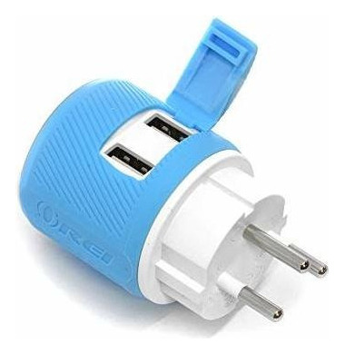 Orei  Adaptador De Viaje Usb Dual  Proteccion Contra Sobrete