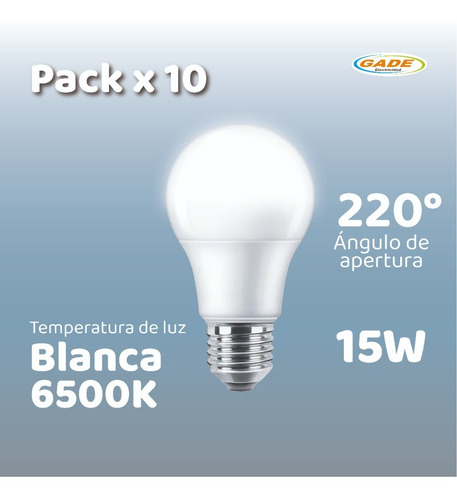 Imagen 3 de 8 de Pack X10 Lampara Foco 12v Led 15w Rosca Comun Alta Potencia