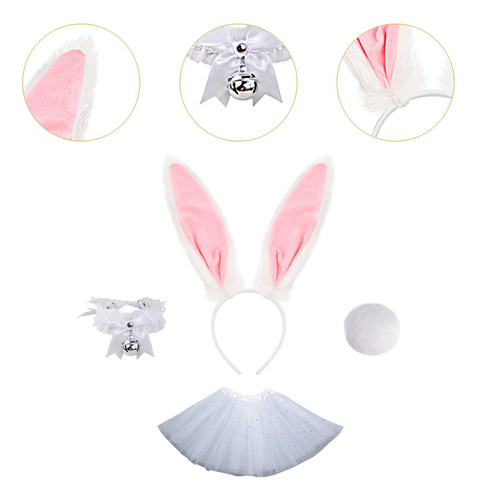 Conjunto De Cola Y Diadema Con Orejas De Conejo, Disfraz De