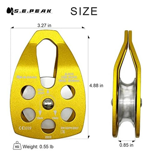 Sepeak Polea De Polea De Rescate Grande De Kn Con Placa O
